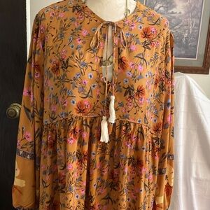 Elegant Floral Long Sleeve Dress